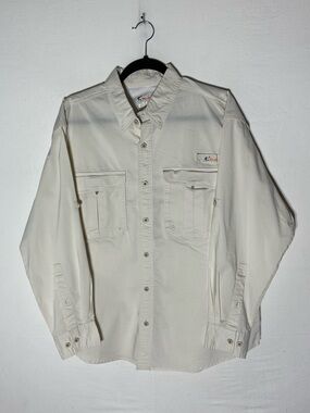 World Wide Sportsman Cream Long Sleeve Vented Fishing Shirt L Gorpcore